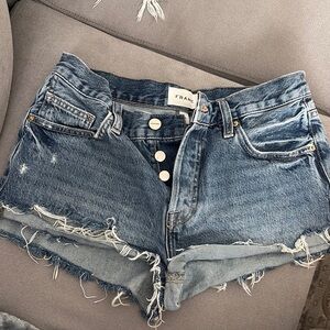 Frame Denim Blue Distressed Jean Shorts